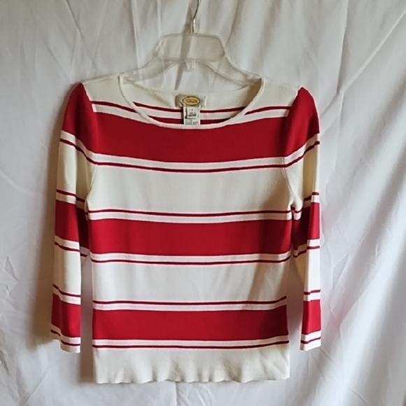 Talbots red and white striped Sweater size S - Picture 1 of 4